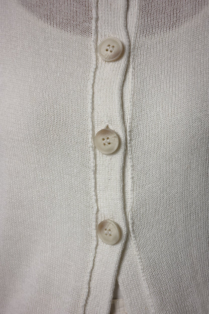 SHORT SLEEVE EASY CARDIGAN - Cream