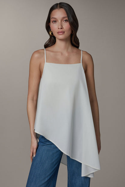 SLEEVELESS ASYMMETRIC TIE BACK BLOUSE - Cream