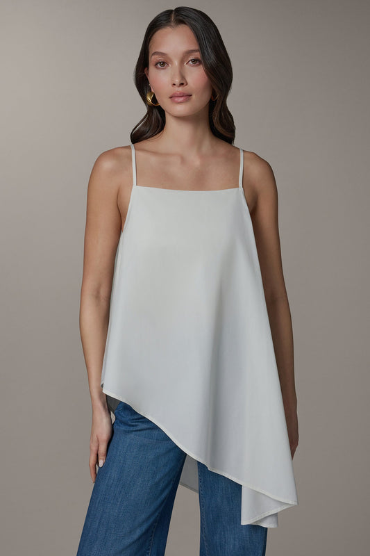 SLEEVELESS ASYMMETRIC TIE BACK BLOUSE - Cream