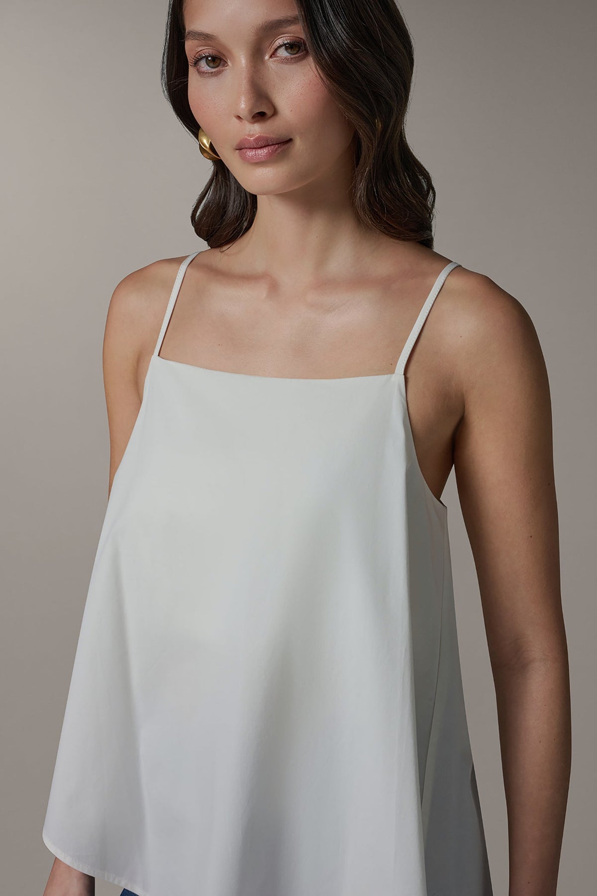 SLEEVELESS ASYMMETRIC TIE BACK BLOUSE - Cream