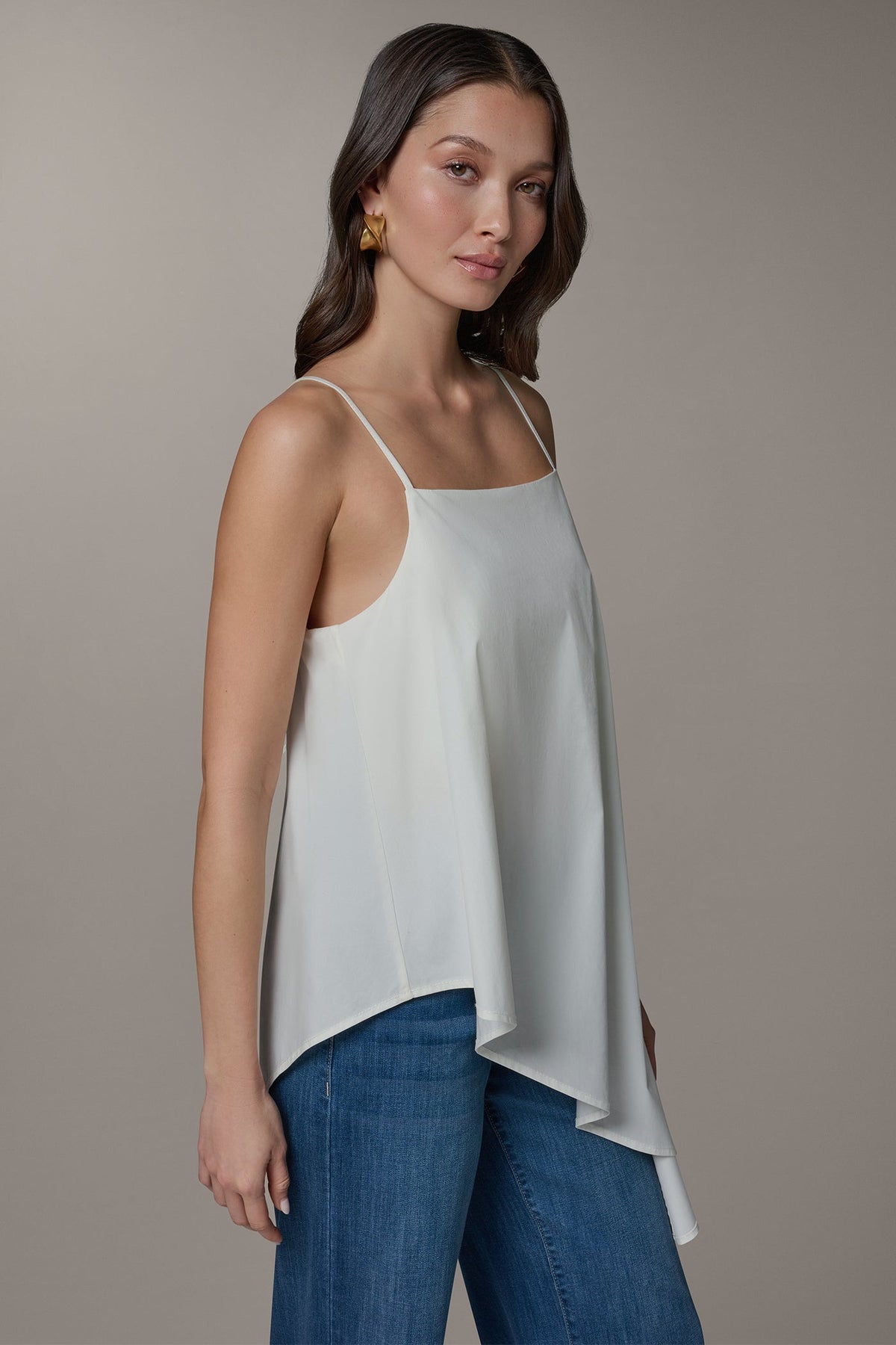 SLEEVELESS ASYMMETRIC TIE BACK BLOUSE - Cream