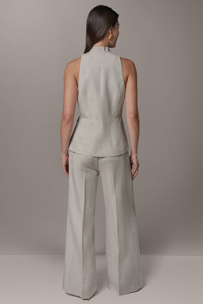 COLLARLESS SUIT VEST - Flax