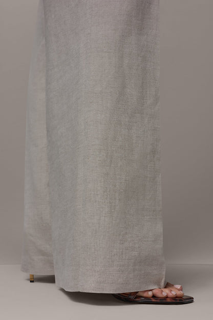 MID-RISE PLEATED WIDE-LEG PANT - Flax
