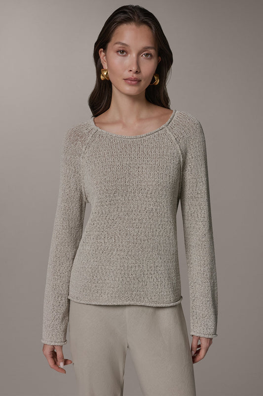LONG SLEEVE EASY SWEATER - Sandstone Multi