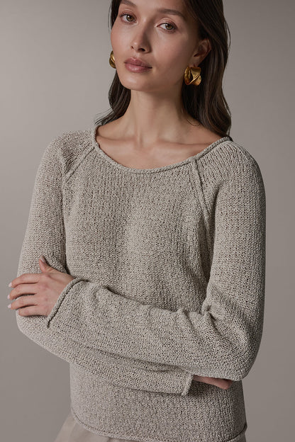 LONG SLEEVE EASY SWEATER - Sandstone Multi