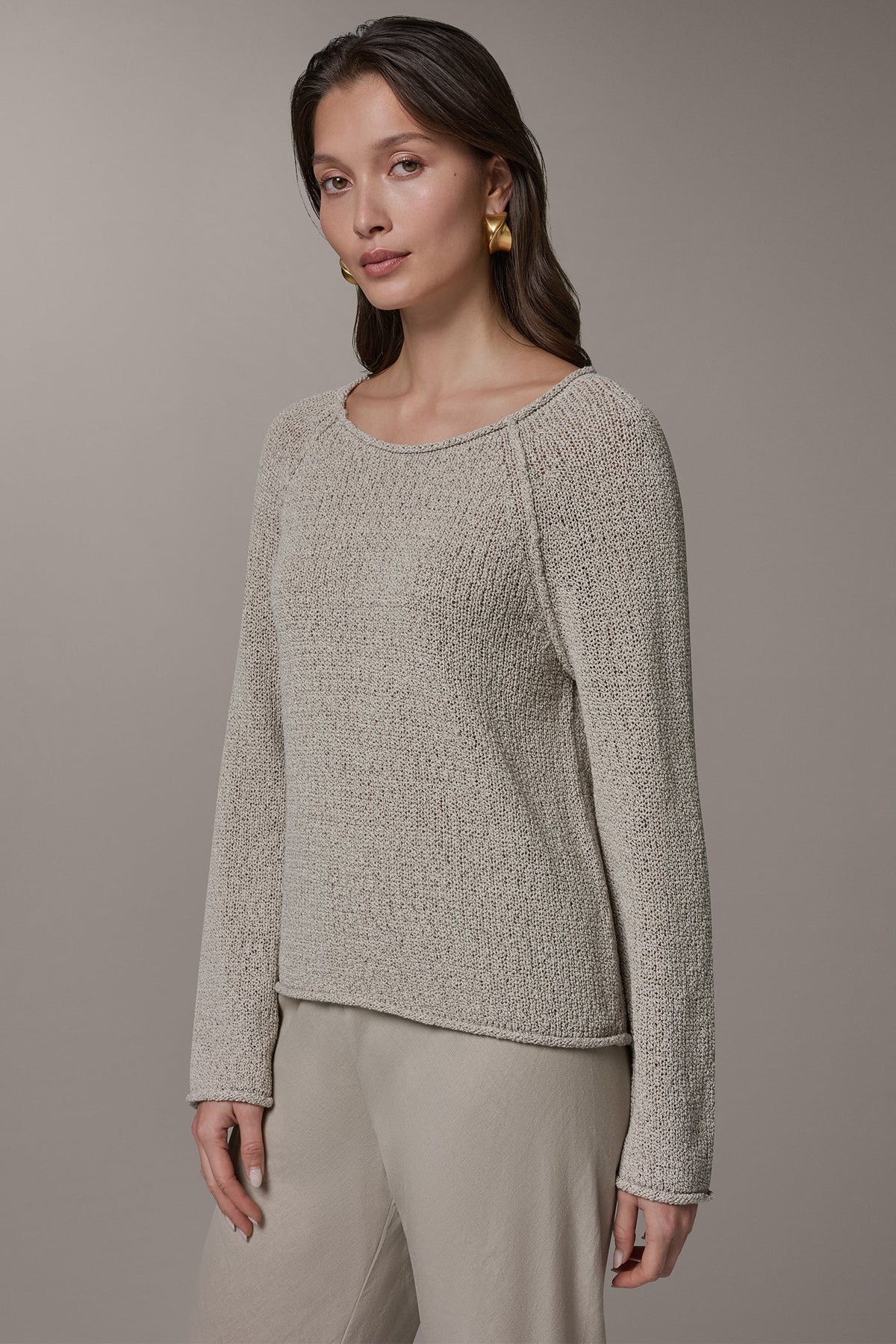 LONG SLEEVE EASY SWEATER - Sandstone Multi