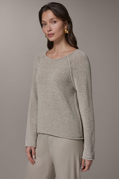 LONG SLEEVE EASY SWEATER - Sandstone Multi