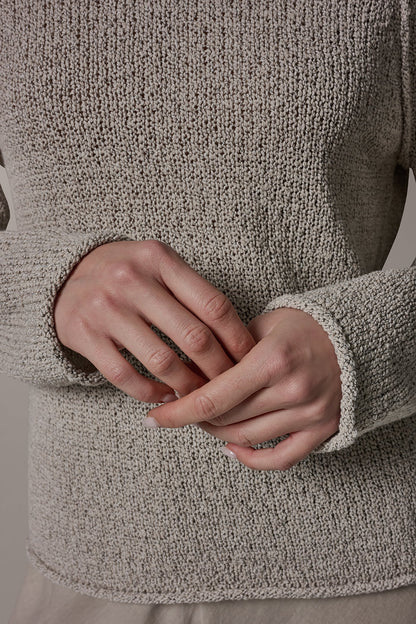 LONG SLEEVE EASY SWEATER - Sandstone Multi