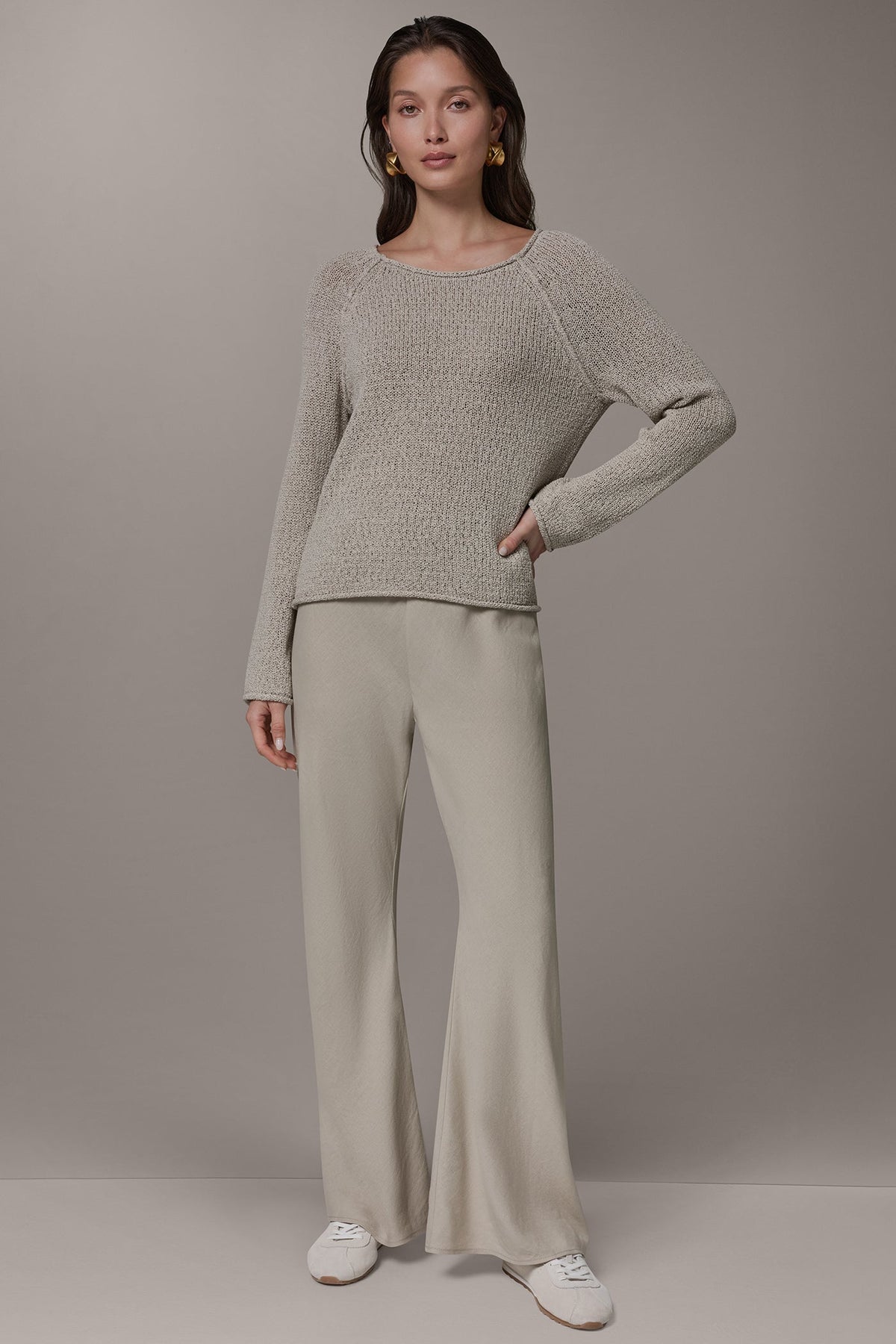 LONG SLEEVE EASY SWEATER - Sandstone Multi