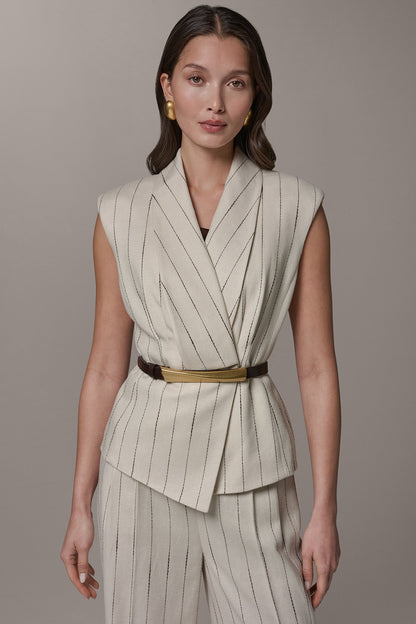 PINSTRIPE VEST - Flax/Canyon