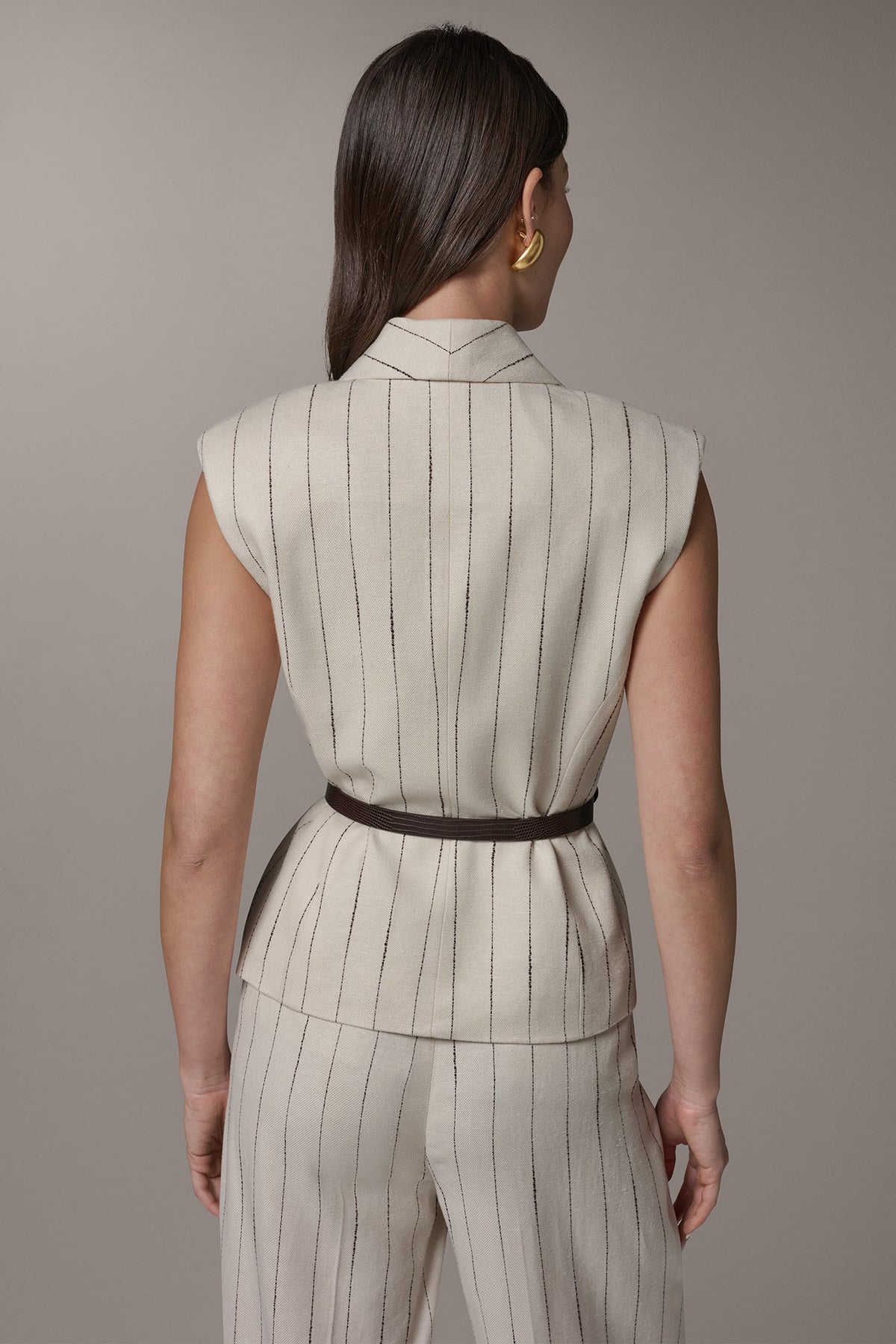 PINSTRIPE VEST - Flax/Canyon