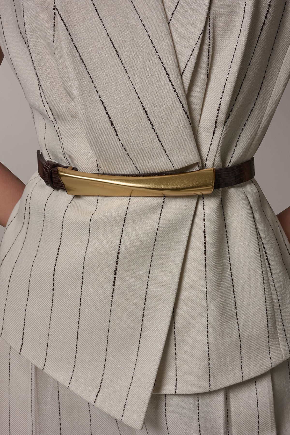 PINSTRIPE VEST - Flax/Canyon