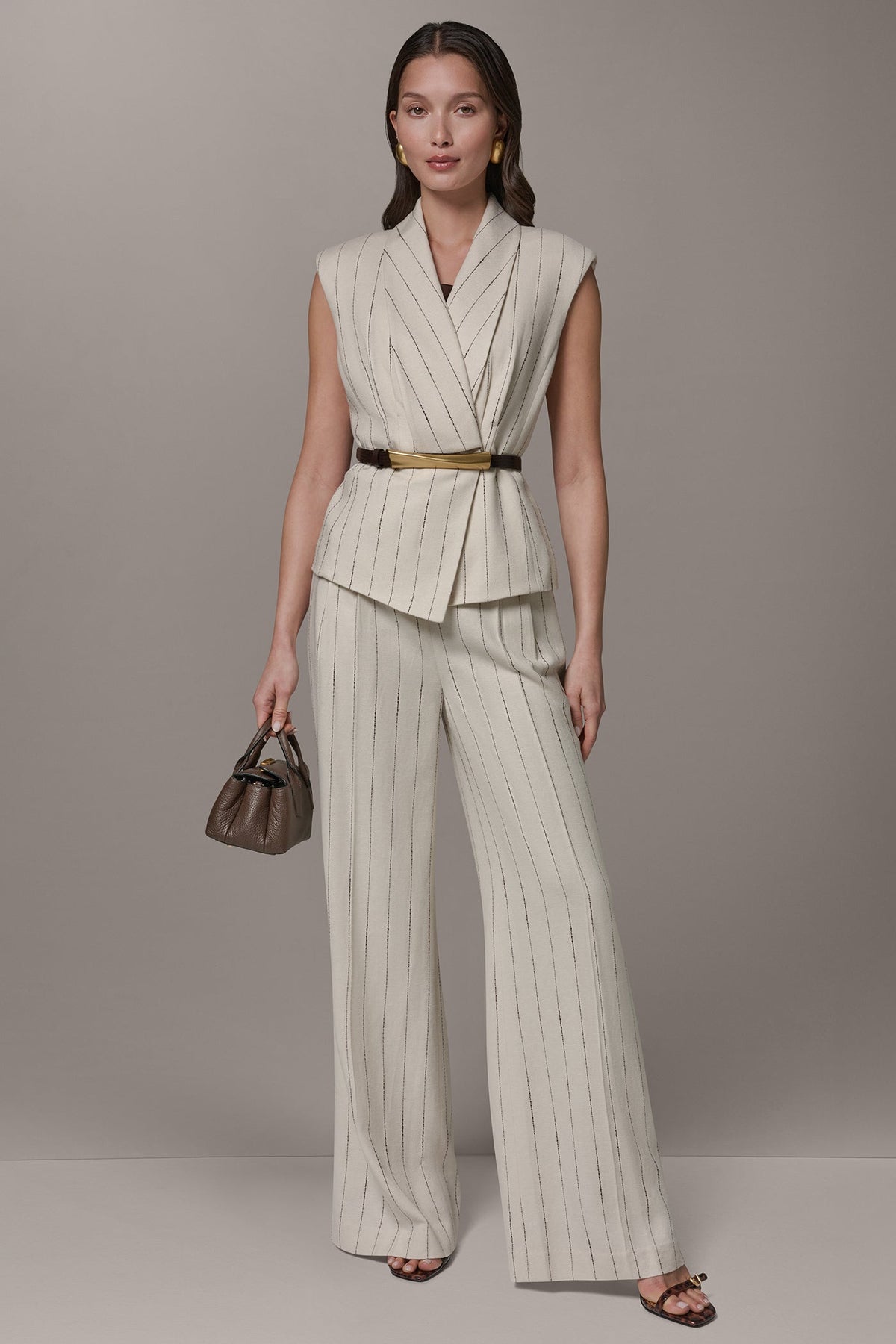 PINSTRIPE VEST - Flax/Canyon