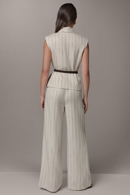PINSTRIPE VEST - Flax/Canyon