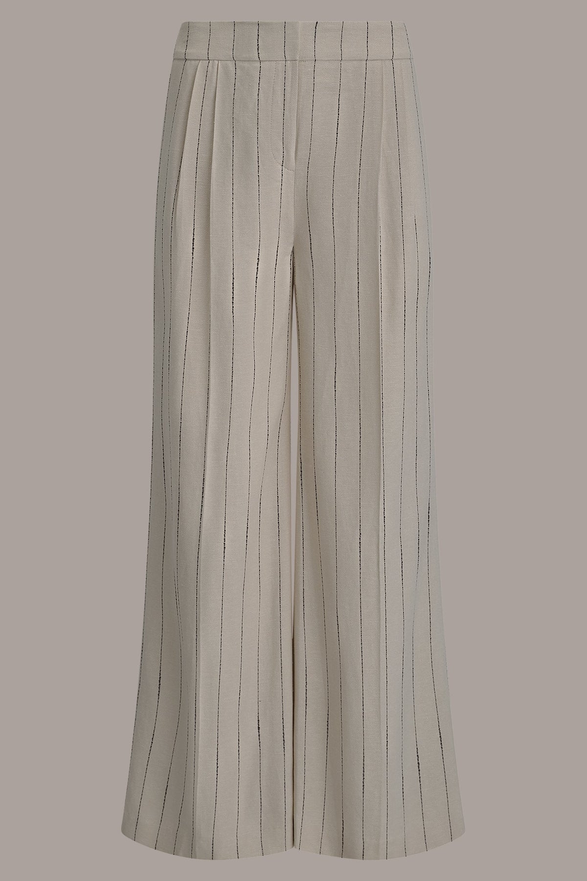 MID-RISE PINSTRIPE PLEATED WIDE-LEG PANT - Flax/Canyon