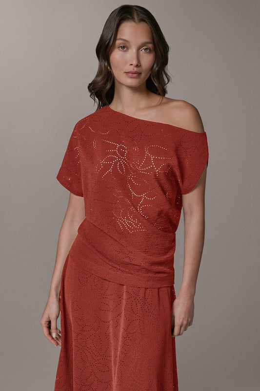 SLEEVELESS ASYMMETRIC LASER CUT TOP - Sunbaked