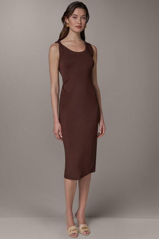 SLEEVELESS TWIST MIDI DRESS - Canyon
