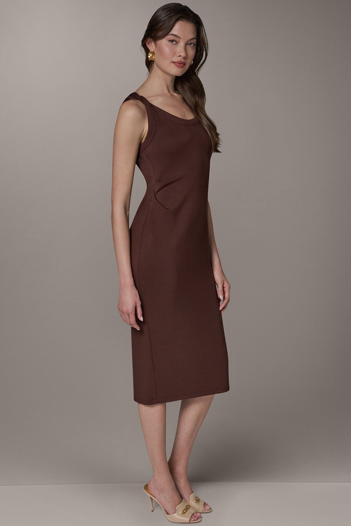 SLEEVELESS TWIST MIDI DRESS - Canyon