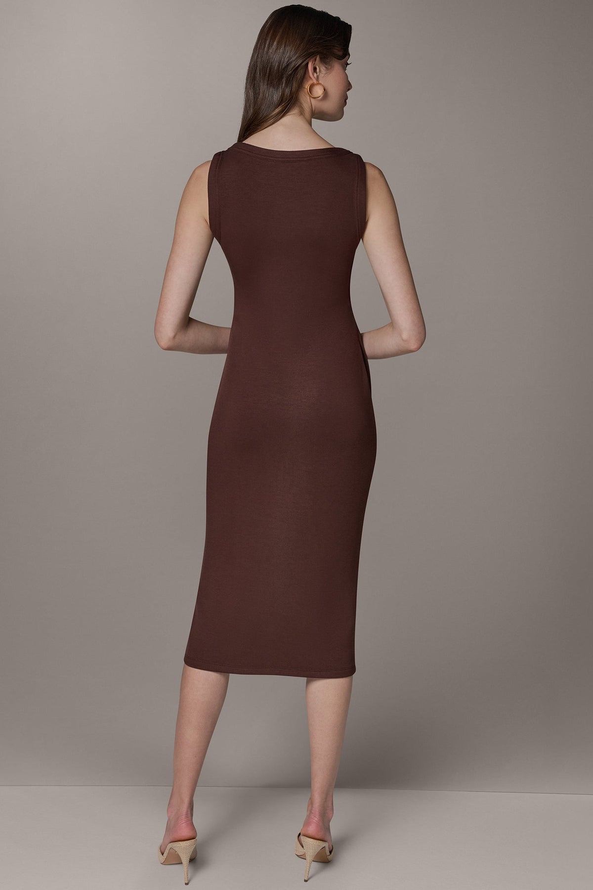 SLEEVELESS TWIST MIDI DRESS - Canyon