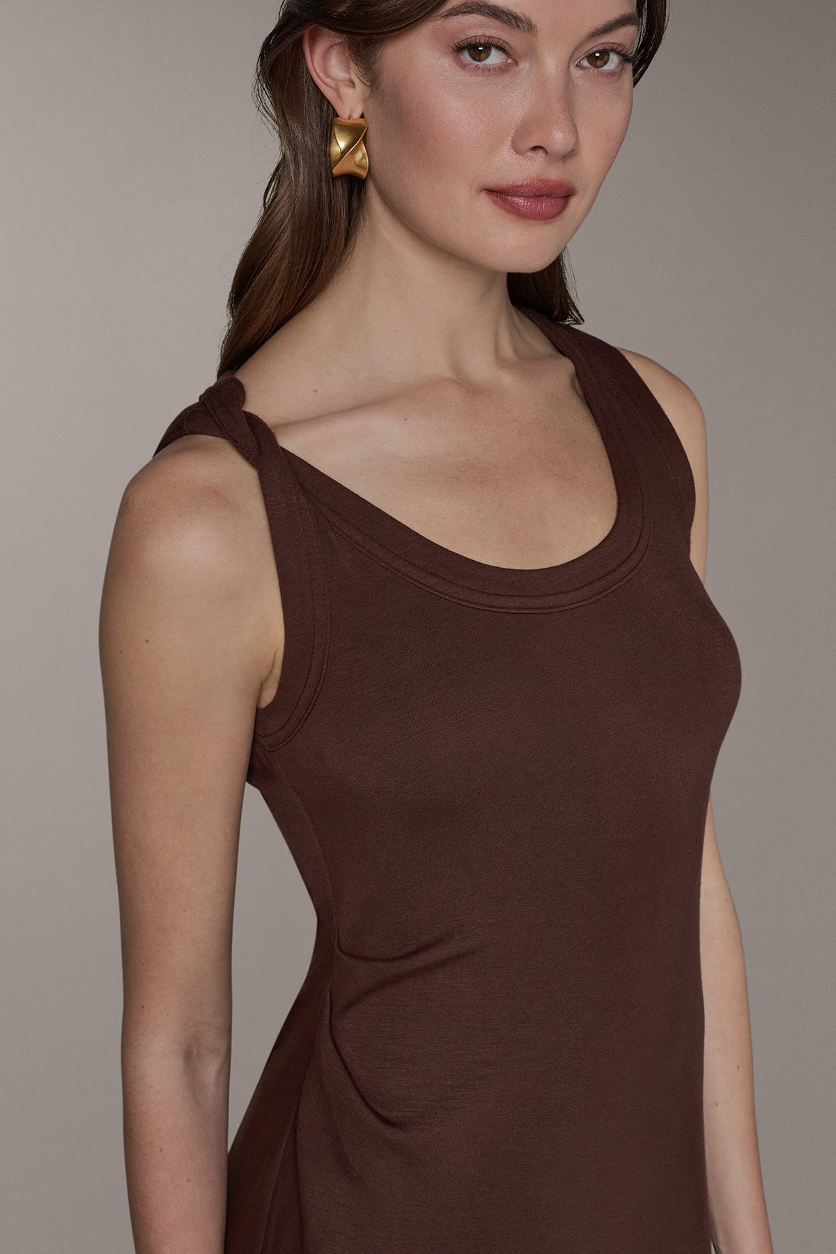 SLEEVELESS TWIST MIDI DRESS - Canyon