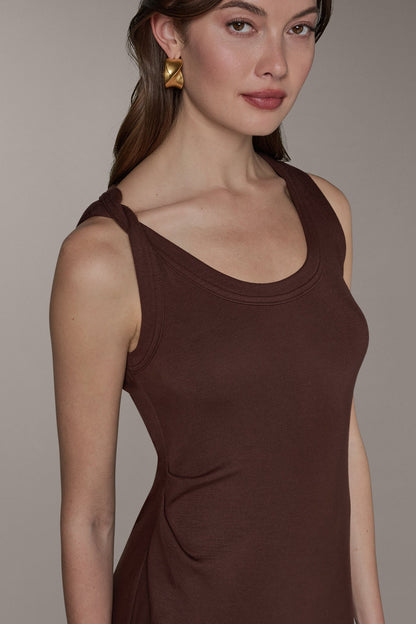 SLEEVELESS TWIST MIDI DRESS - Canyon