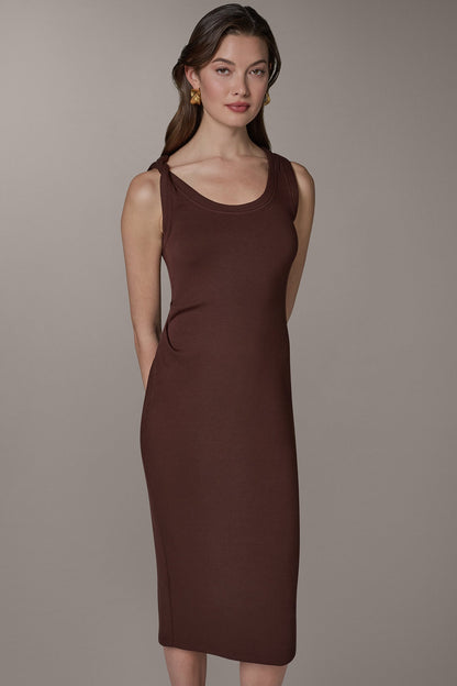 SLEEVELESS TWIST MIDI DRESS - Canyon