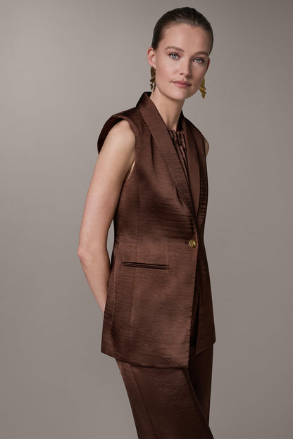 ONE BUTTON SUIT VEST - Canyon