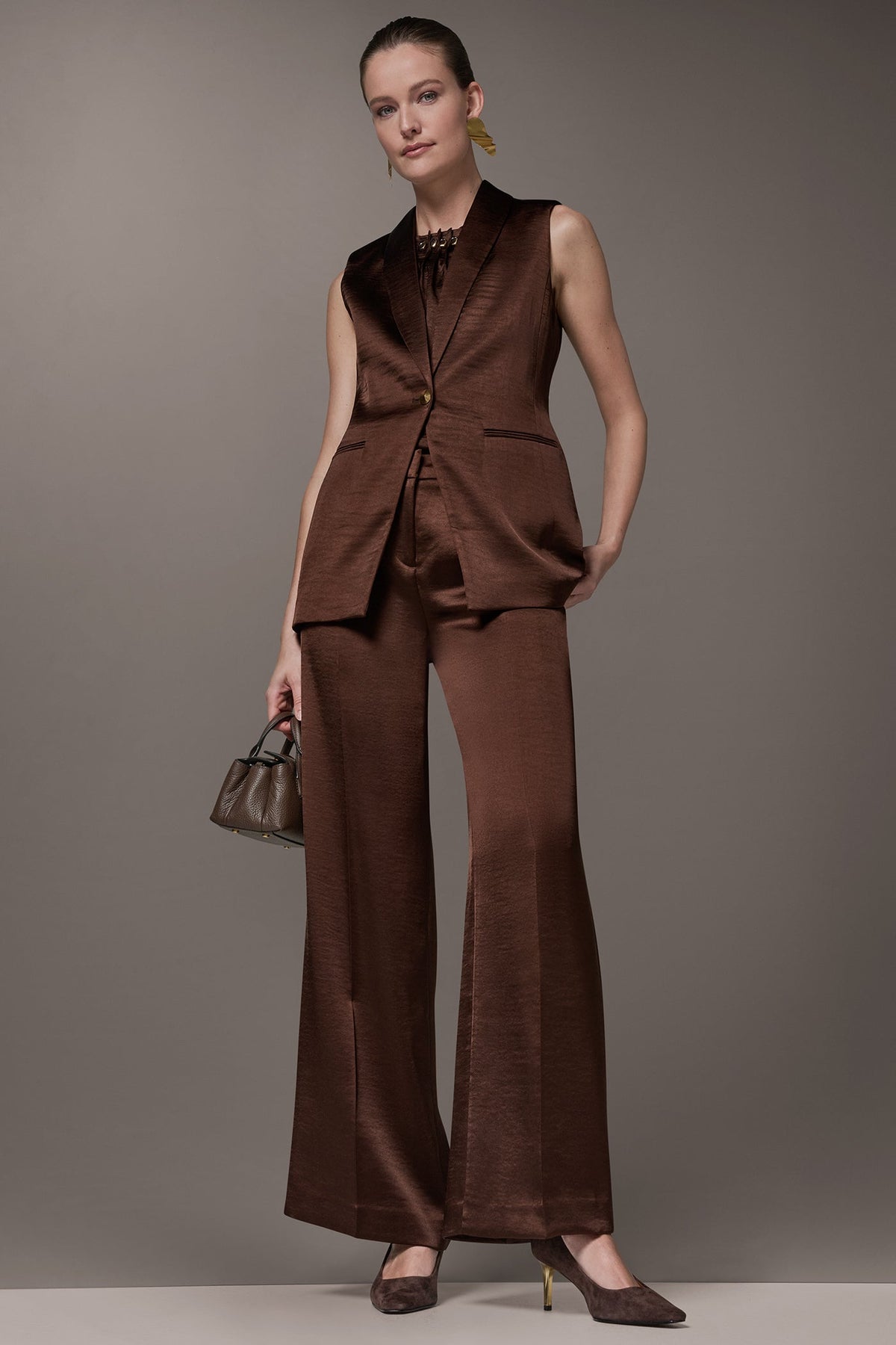 ONE BUTTON SUIT VEST - Canyon