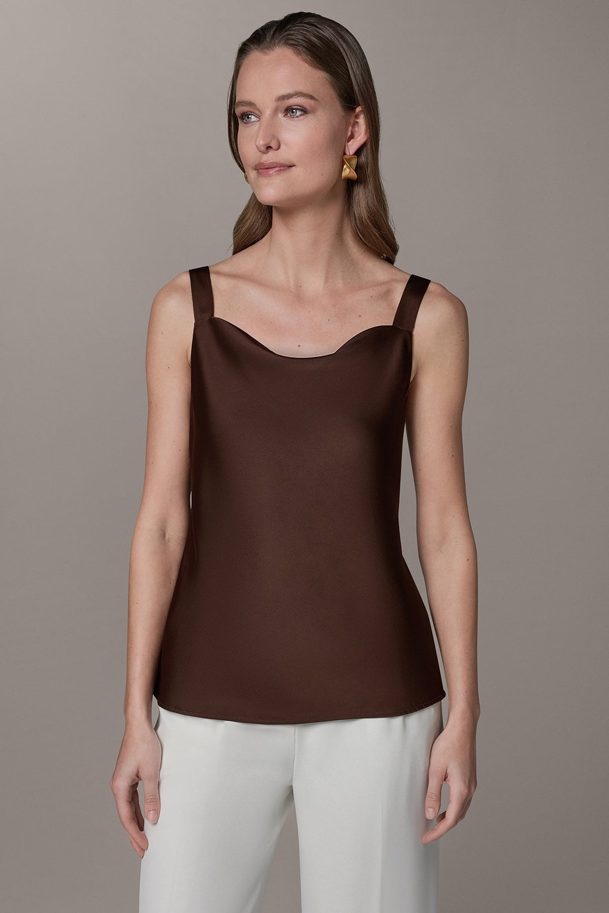 SLEEVELESS COWL NECK CAMI - Canyon