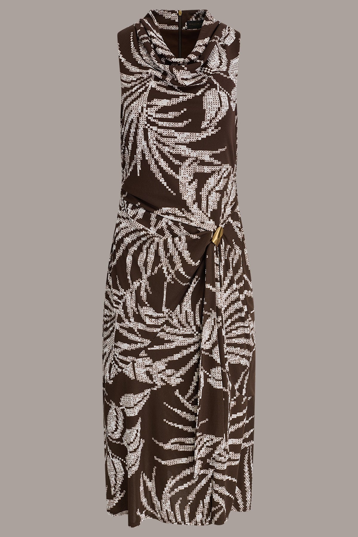 FLORAL SLEEVELESS COWL NECK MIDI DRESS - Canyon Multi
