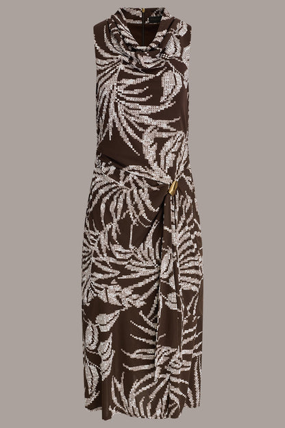 FLORAL SLEEVELESS COWL NECK MIDI DRESS - Canyon Multi
