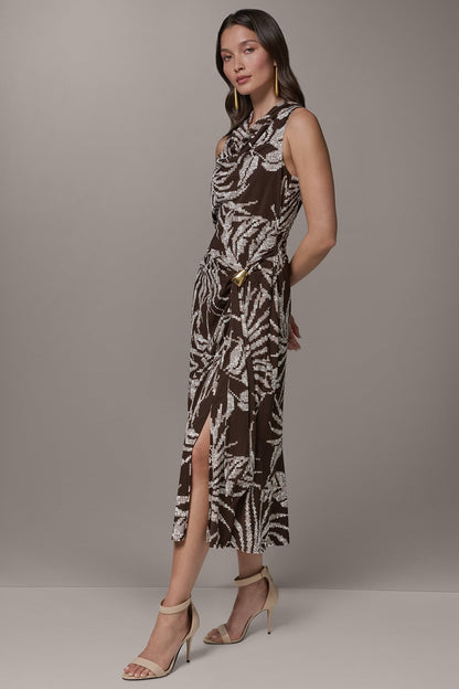 FLORAL SLEEVELESS COWL NECK MIDI DRESS - Canyon Multi