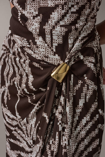 FLORAL SLEEVELESS COWL NECK MIDI DRESS - Canyon Multi