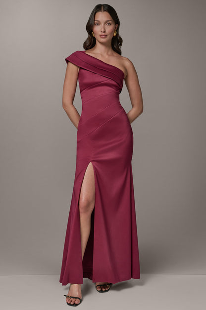 ONE-SHOULDER GOWN - Sangria