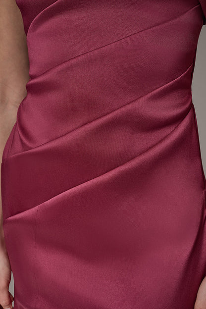 ONE-SHOULDER GOWN - Sangria