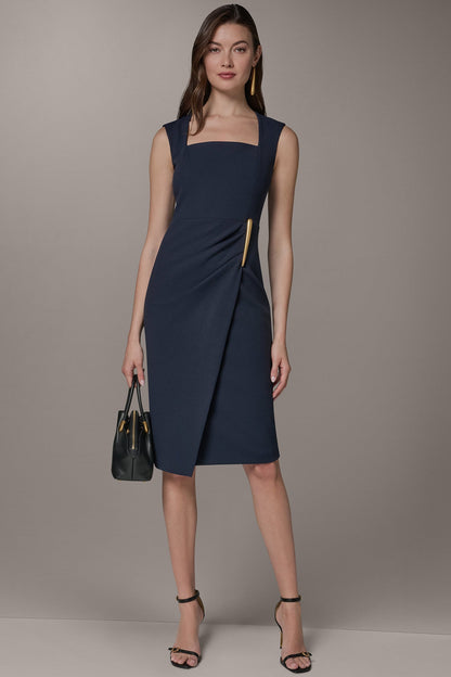 SLEEVELESS WRAP-EFFECT MIDI DRESS - Nightfall