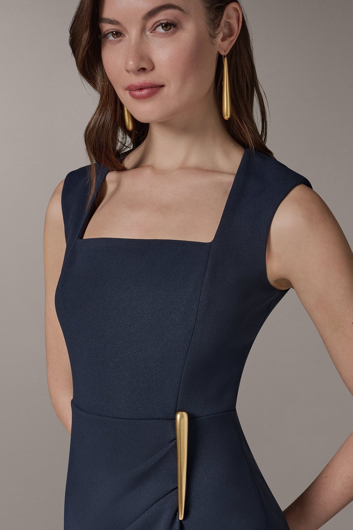 SLEEVELESS WRAP-EFFECT MIDI DRESS - Nightfall