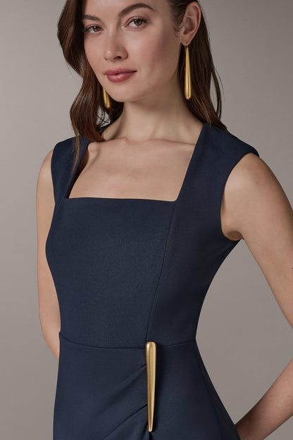 SLEEVELESS WRAP-EFFECT MIDI DRESS - Nightfall