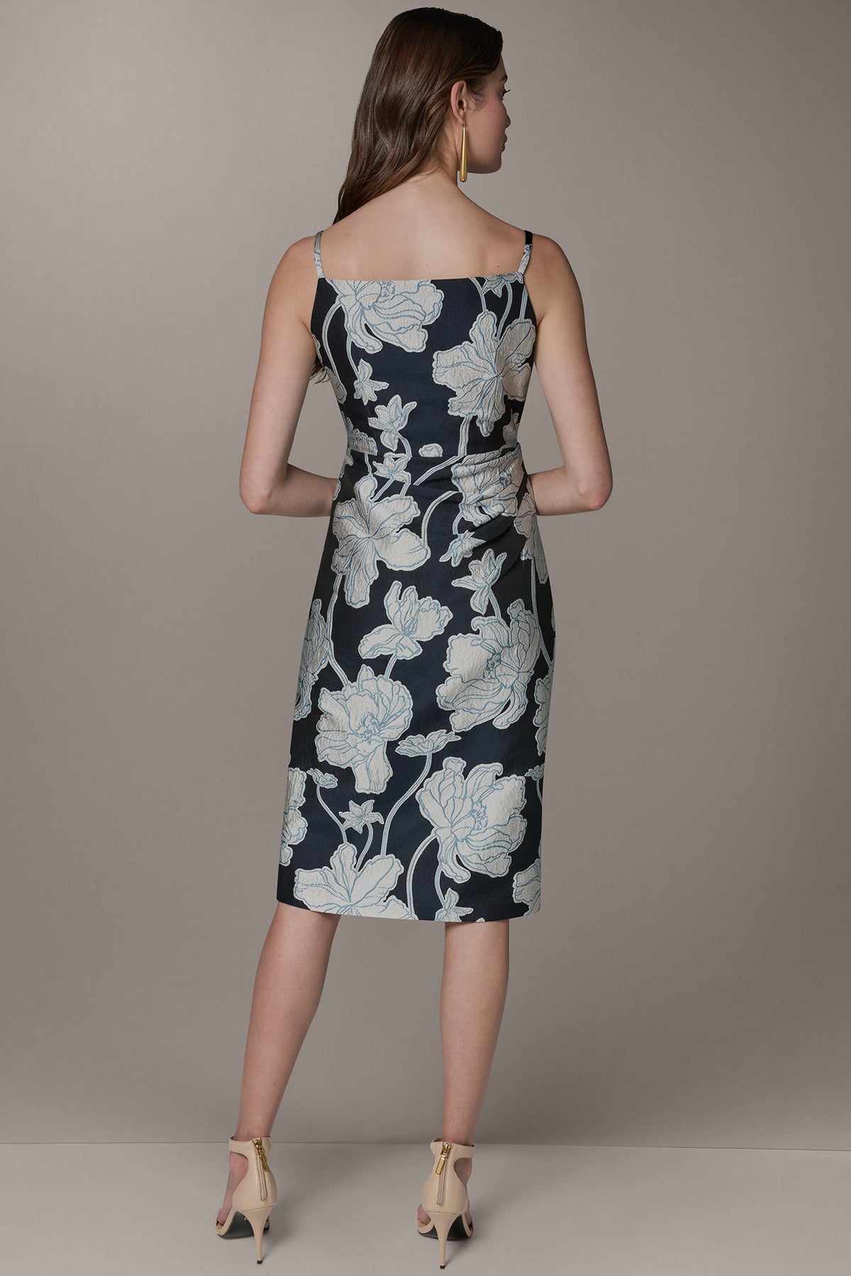 SLEEVELESS FLORAL MIDI DRESS - Nightfall/Sky Blue Multi