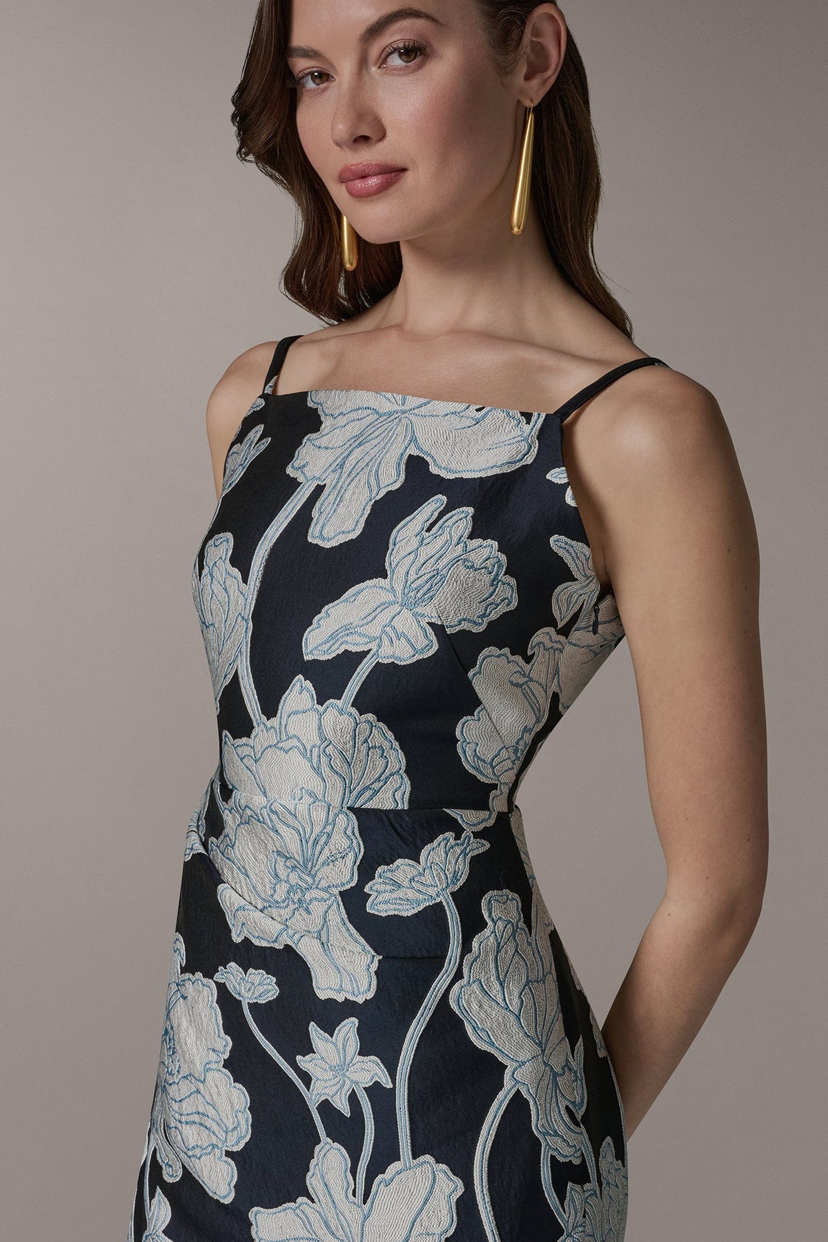 SLEEVELESS FLORAL MIDI DRESS - Nightfall/Sky Blue Multi