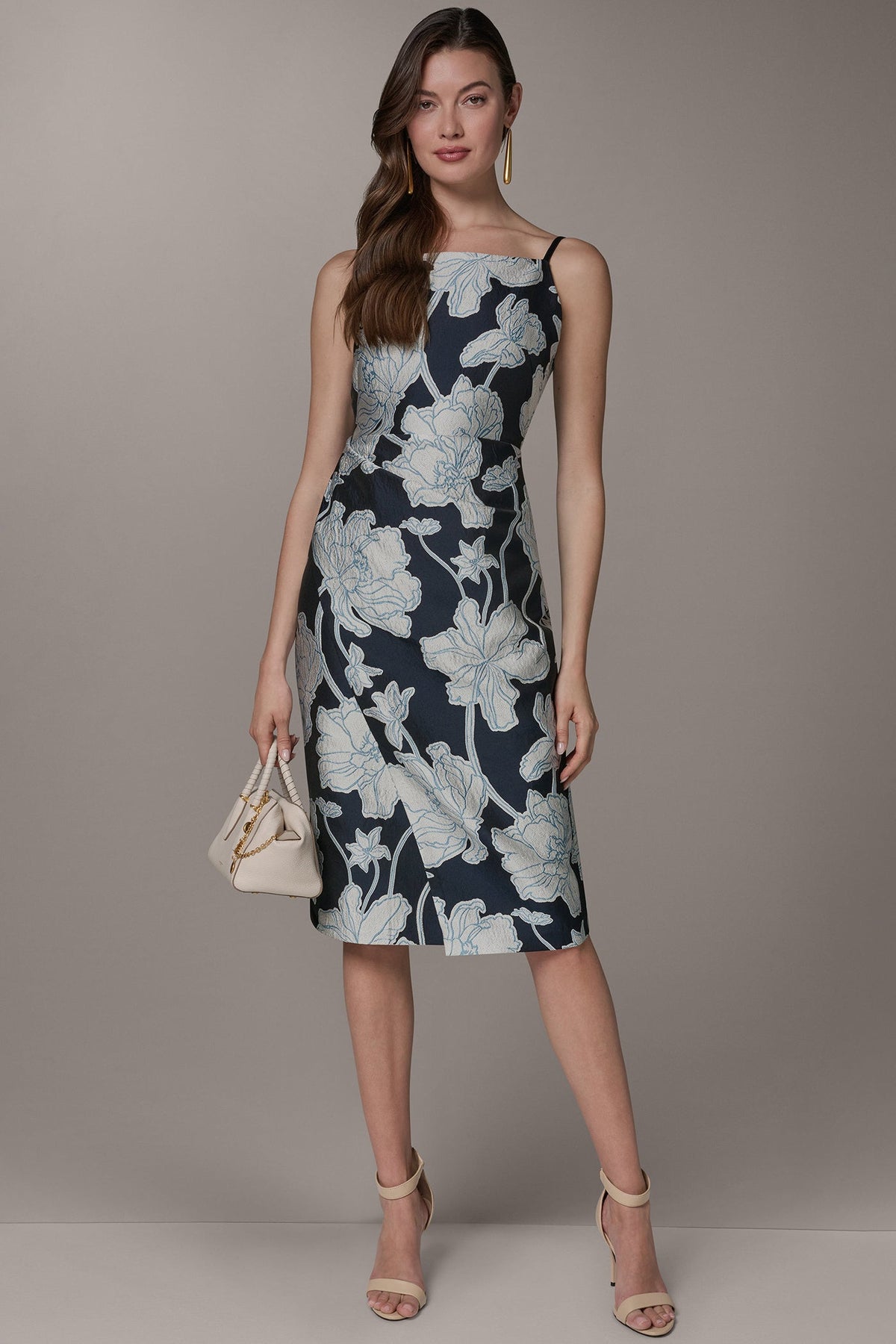 SLEEVELESS FLORAL MIDI DRESS - Nightfall/Sky Blue Multi