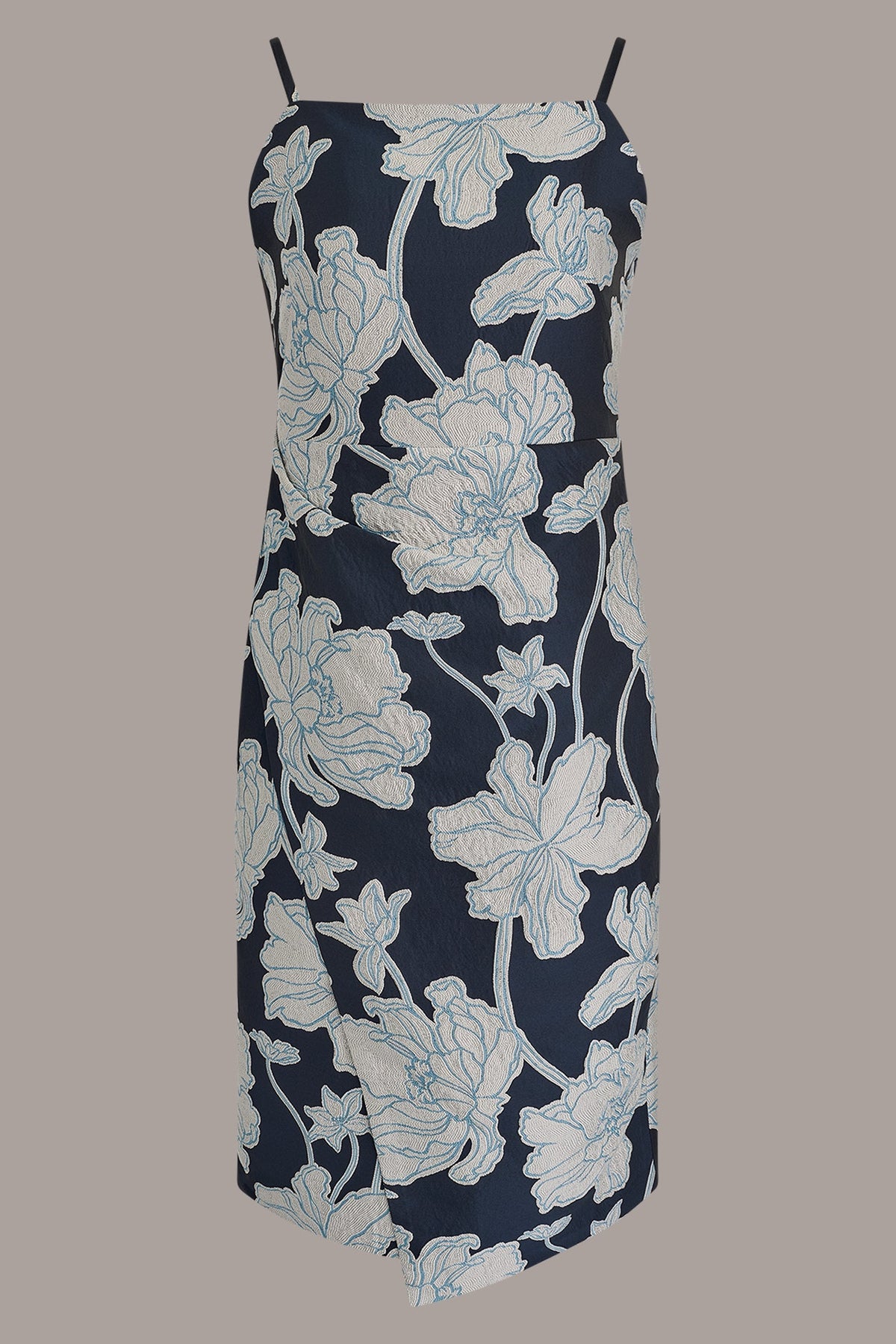 SLEEVELESS FLORAL MIDI DRESS - Nightfall/Sky Blue Multi