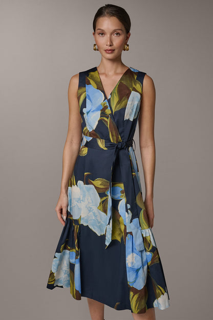 SLEEVELESS WRAP-EFFECT MIDI DRESS - Nightfall Multi