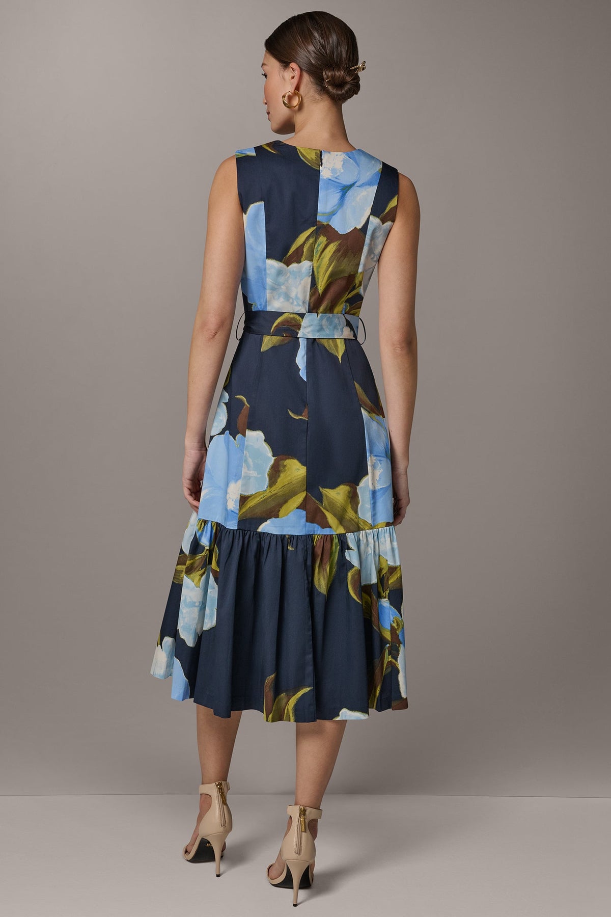 SLEEVELESS WRAP-EFFECT MIDI DRESS - Nightfall Multi