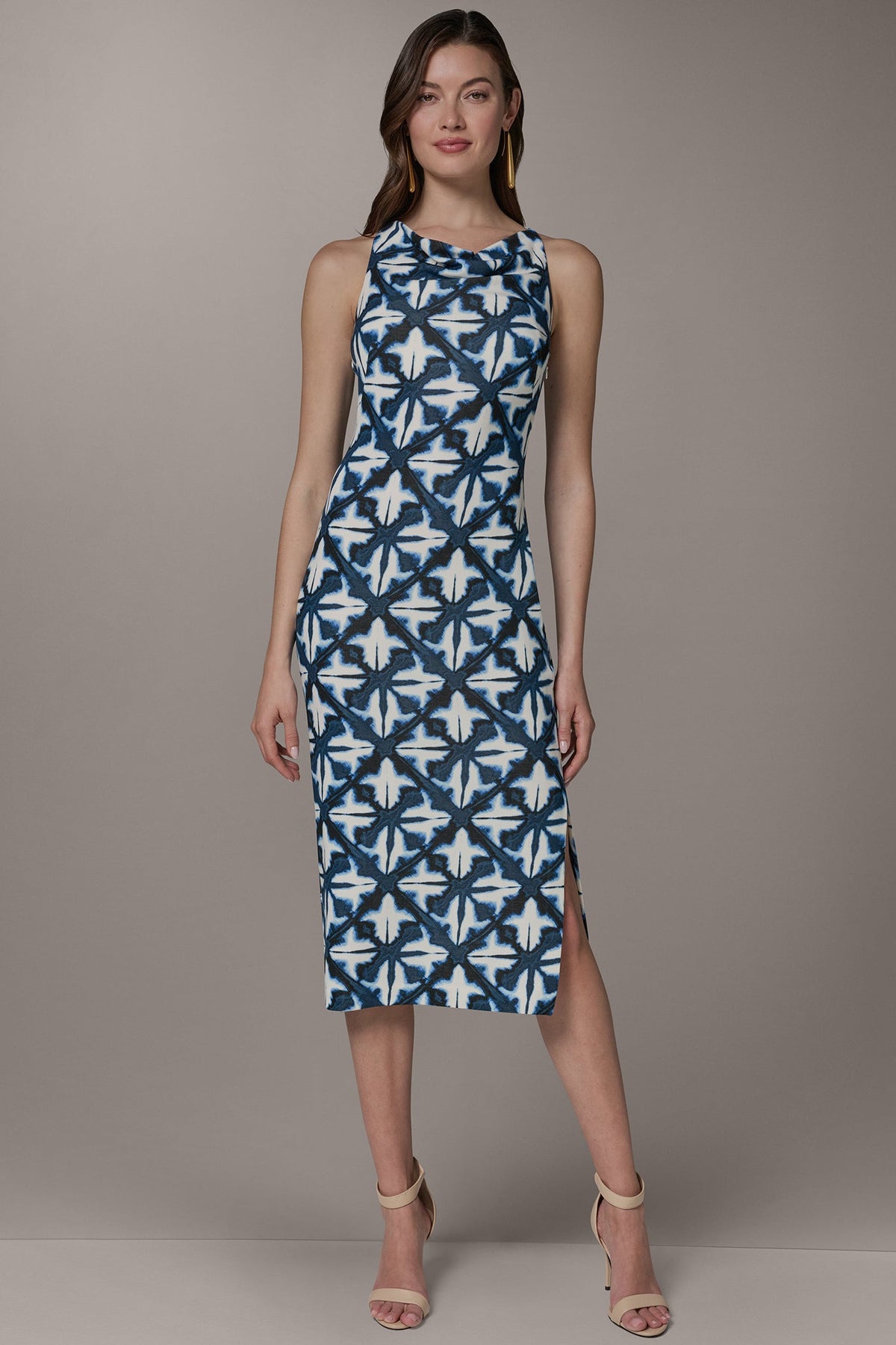 SLEEVELESS MIDI HALTER DRESS - Nightfall Multi
