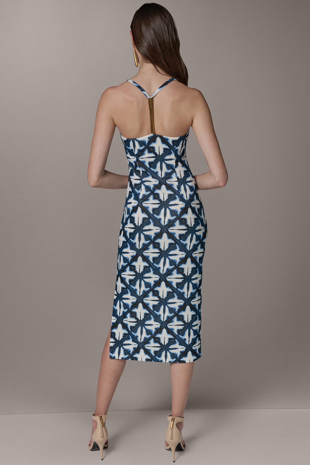 SLEEVELESS MIDI HALTER DRESS - Nightfall Multi