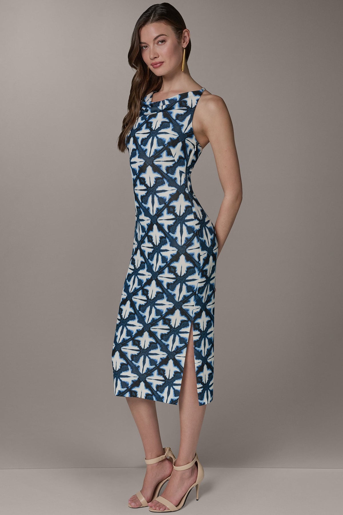 SLEEVELESS MIDI HALTER DRESS - Nightfall Multi