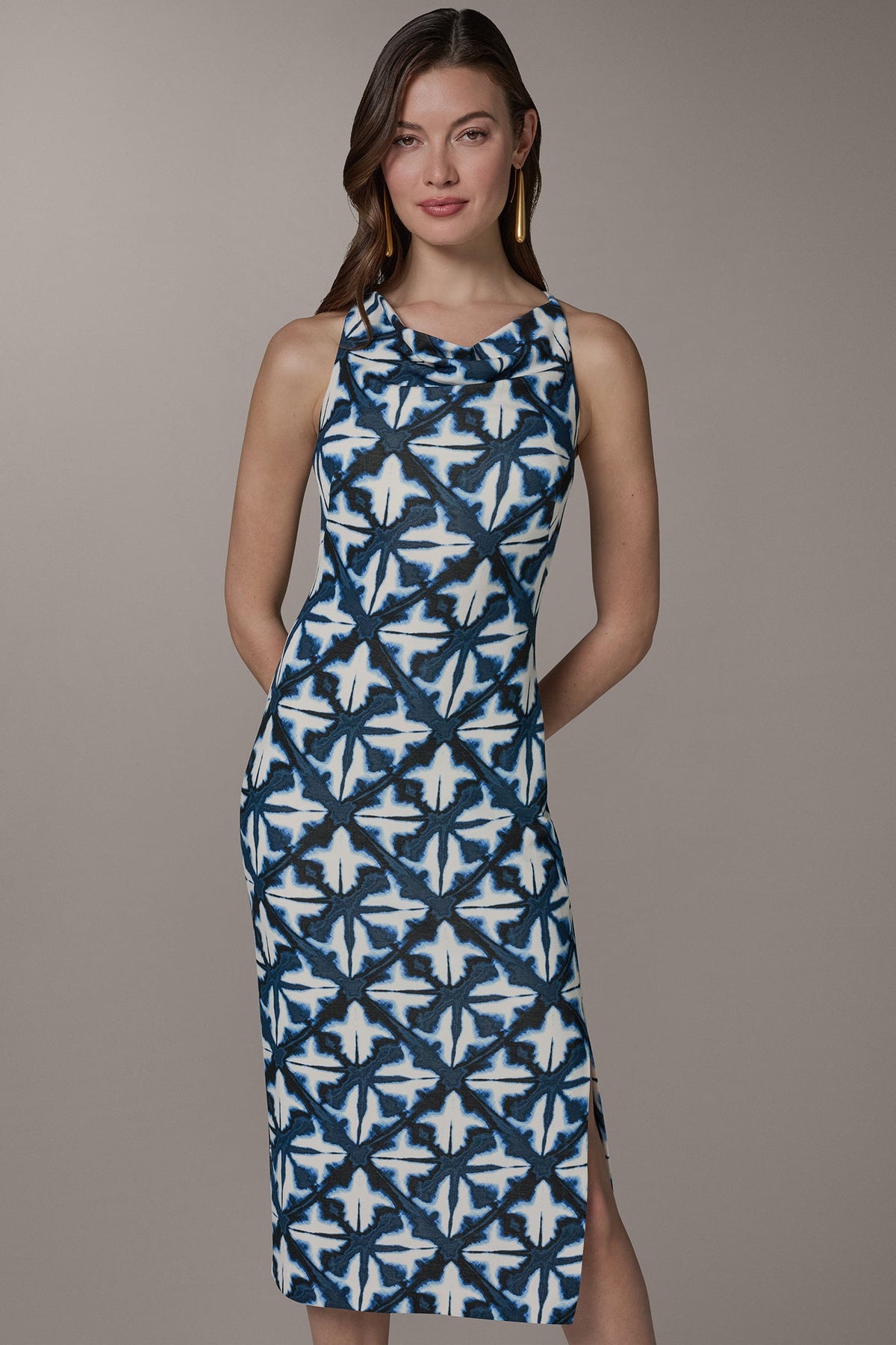SLEEVELESS MIDI HALTER DRESS - Nightfall Multi