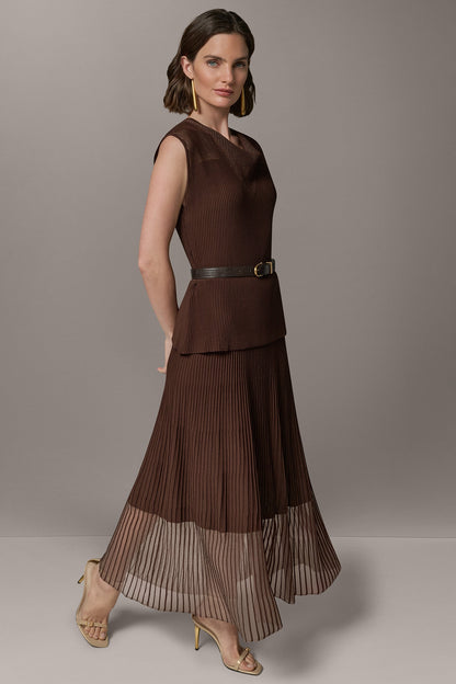 SLEEVELESS COWL NECK MIDI SWEATER DRESS - Canyon