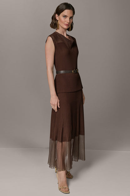 SLEEVELESS COWL NECK MIDI SWEATER DRESS - Canyon